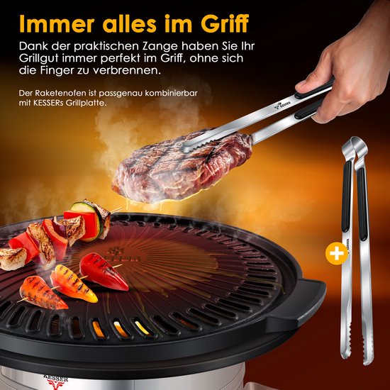 KESSER® Grillplaat voor raketoven, Dutch Oven, BBQ, raket, houtoven, camping, campinggrill