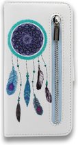 HB Hoesje Geschikt voor Samsung Galaxy S10 - Portemonnee met Print & Rits Vakje - Kaarthouder & Magneetlipje - Dreamcatcher