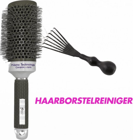 Brosse sèche-cheveux ionique et céramique Guardian Beauty Nano Technologie avec nettoyant pour brosse gratuit – Haute qualité, durable, adaptée à tous les types de cheveux – Grijs, taille 32