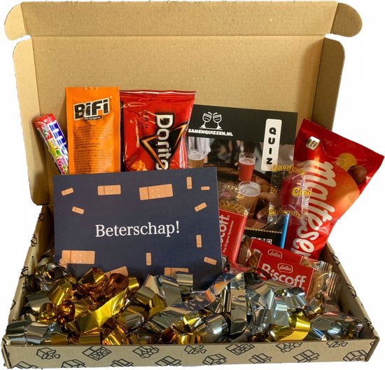 Beterschap Cadeau per post - Beterschap Cadeaupakketje met kaart - Beterschap cadeau vrouw - Opkikker - Beterschap cadeau mannen