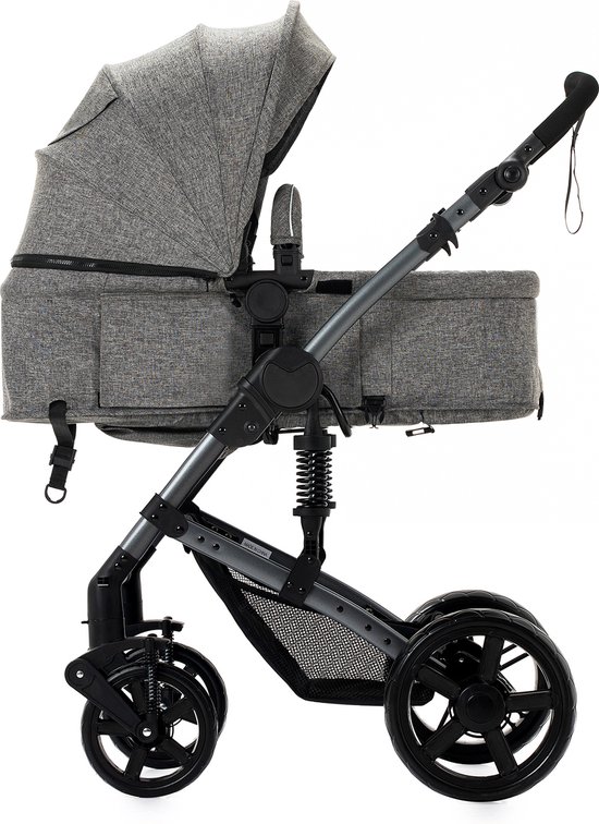 Seastone - Luxe 3-in-1 Kinderwagen - Wandelwagen - Autostoeltje - Buggy - Reiswieg - Inklapbaar - 0-36 Maanden - Grijs van Seastone — afbeelding 4