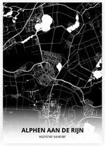 Alphen aan de Rijn plattegrond - A4 poster - Zwarte stijl