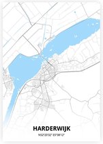 Harderwijk plattegrond - A4 poster - Zwart blauwe stijl