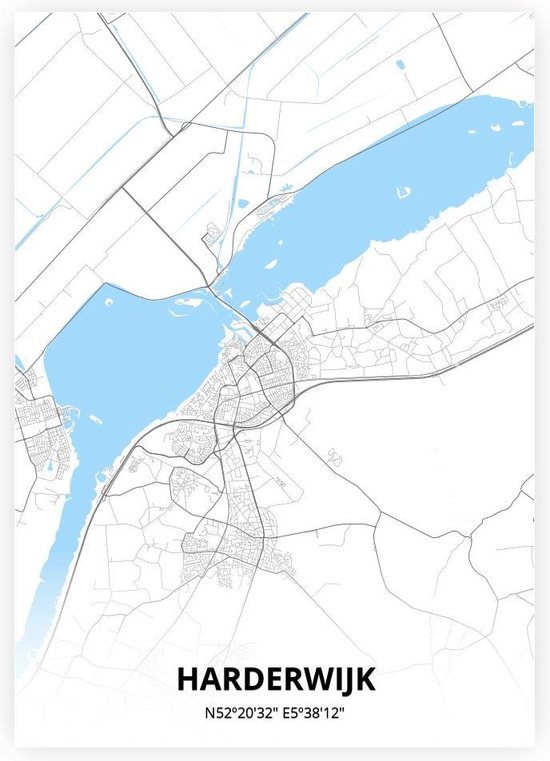 Harderwijk plattegrond - poster - Zwart blauwe stijl