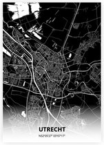Utrecht plattegrond - A4 poster - Zwarte stijl
