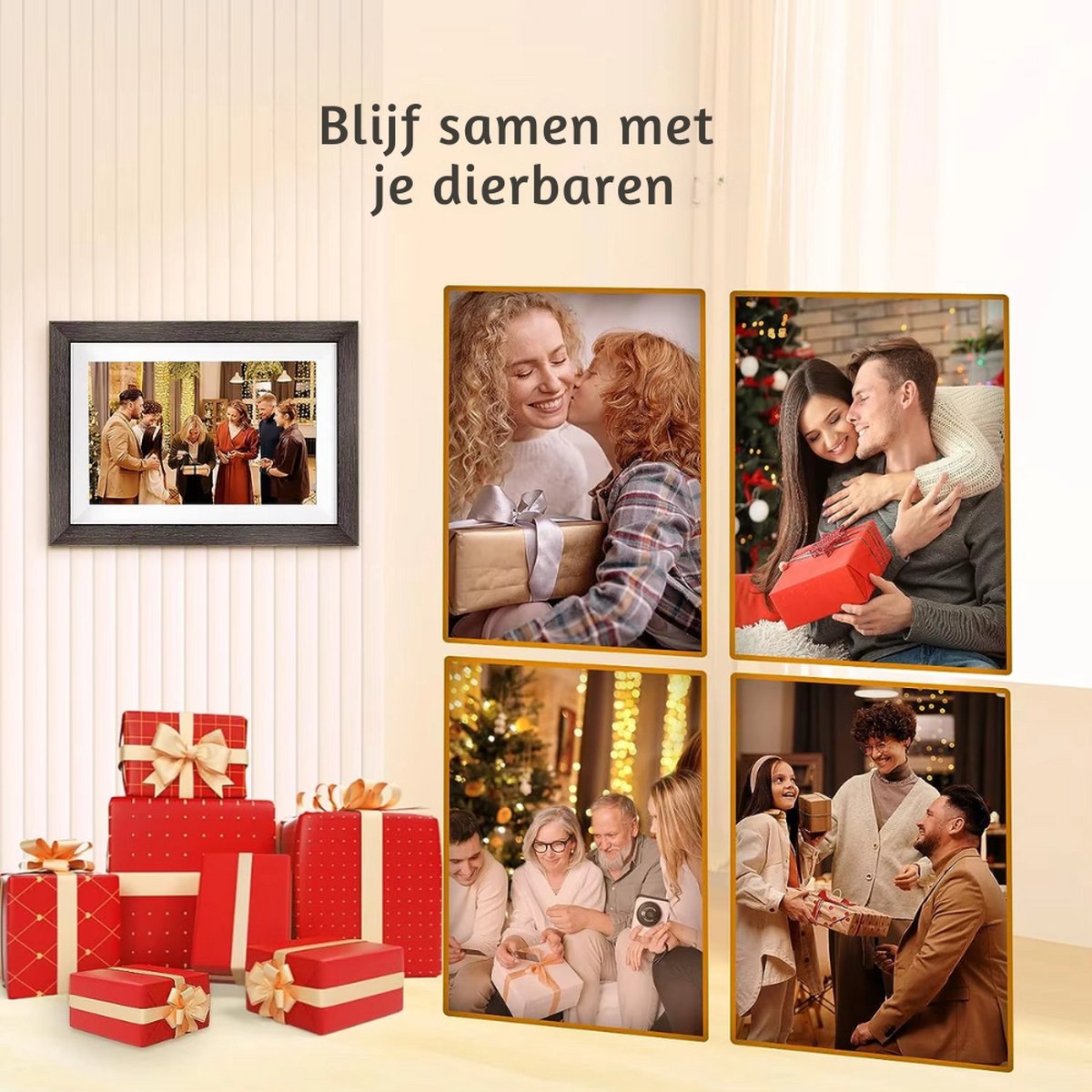 Digitale Fotolijst met WiFi - Frameo App - 10.1 Inch HD+ IPS Display - Fotokader met Touchscreen -XL scherm - 32GB - Licht bruin thumbnail 5