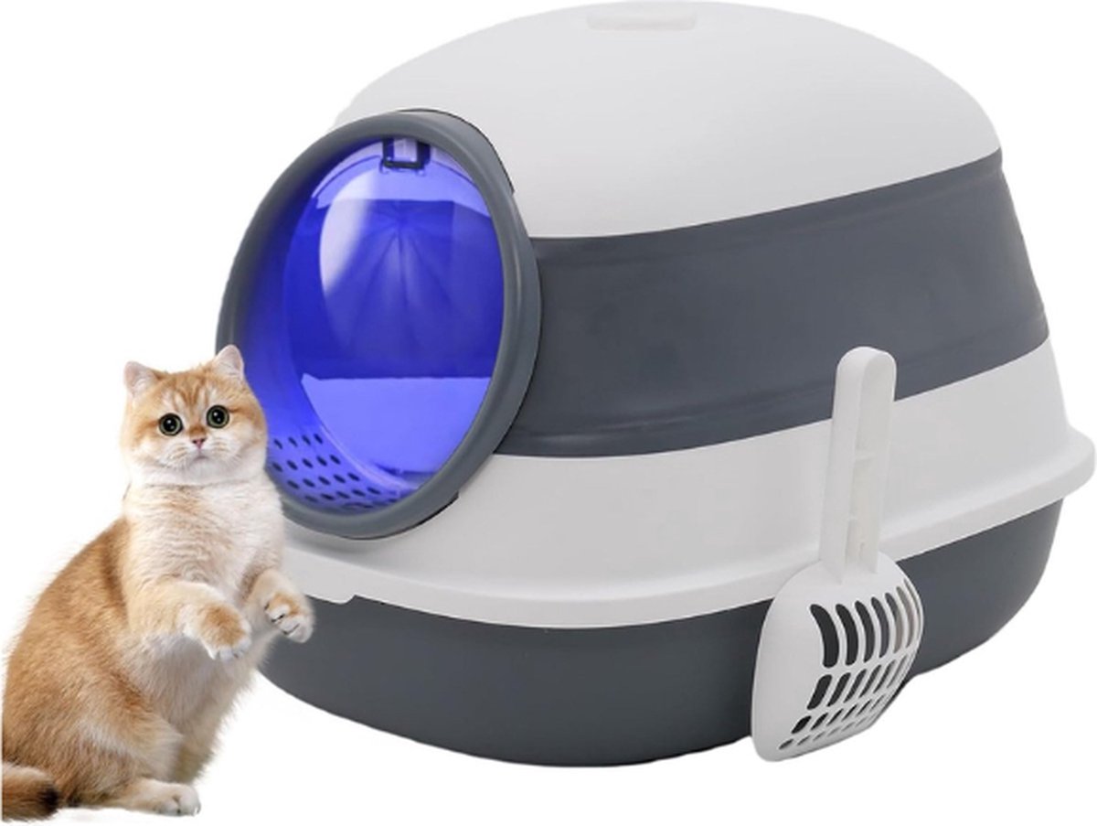 Elektrische Kattenbak – UV Licht – Sterilisatie- en Ontgeuringsfunctie – Grote Bak – Donker Grijs – Automatische Kattenbak