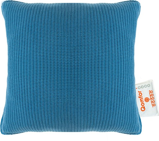 Qomfor Draadloos Warmtekussen - Knit - 43x43 - Oplaadbaar - Elektrisch kussen - Stormblauw