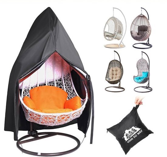 HRS Hangstoelhoes voor buiten, 210D Oxford-stof, hangstoelhoes, waterdicht, winterbestendig, uv-bestendig, beschermhoes, hangstoel met ritssluiting, trekkoord, 190 x 115 cm