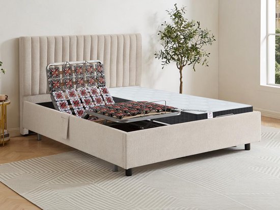 Opbergbed 90 x 190 cm, slaapbank met leeslamp en USB-C stopcontact
