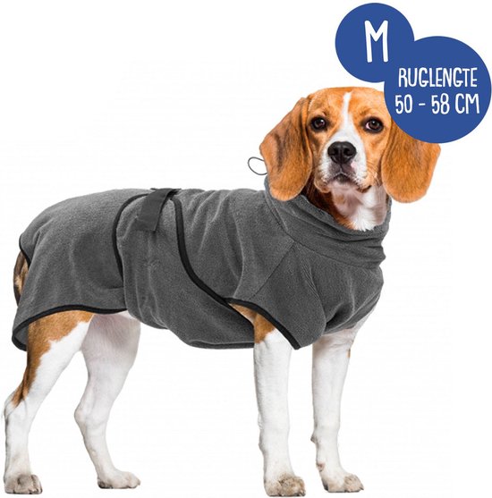 Royal Dry Badjas Hond - Microvezel Hondenbadjas - M - Ruglengte 50-58 cm - Grijs