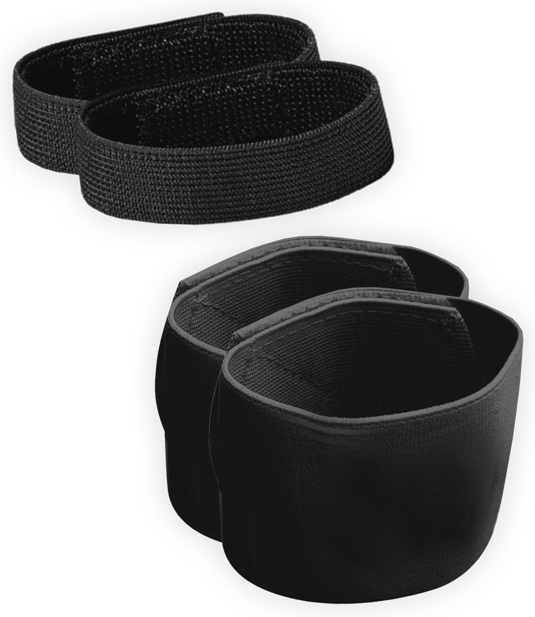 Scheenbeschermerhouder set voetbal zwart - 4 elastische banden - Scheenbeschermerbandjes - Sokophouder voor kinderen en volwassenen - Scheenbeschermerhouder