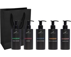 Handzeep Set - Fresh Ginger + Hamam + Hammam Herbal + Sweet Orange & Cedarwood en White Lotus - Claudius Cosmetics - bodycare - met luxe gift tas - set van 5 stuks - Cadeau - giftset voor hem en haar