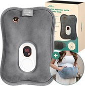 Zenwave Elektrische Kruik met Hoes - Digitaal Display - Warmtekruik & Waterkruik met Handwarmers - Oplaadbare Warmtekussen - Menstruatie Warmteband - Duurzaam & Draadloos - Kamperen & Outdoor - Warmwaterkruik Grijs