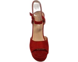 CH.CREATIONS-EROTISCHE PUMP-SUEDELOOK-RED-PLATEUZOOL 3CM/HAK12CM-38