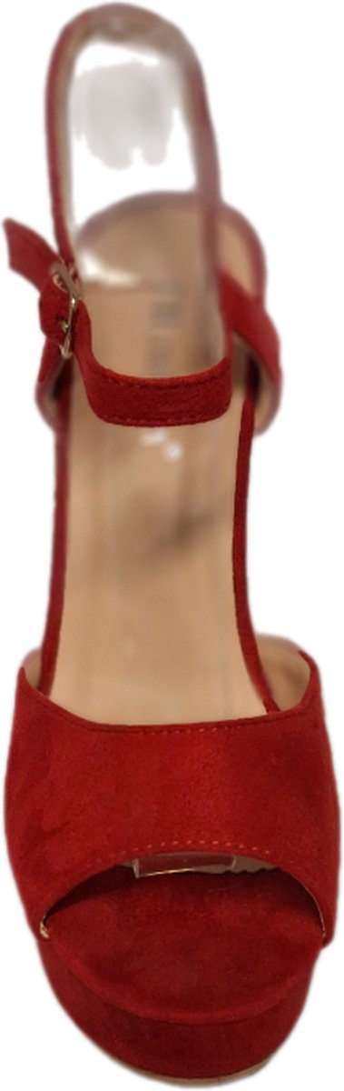 Goedkoopste CH.CREATIONS-EROTISCHE PUMP-SUEDELOOK-RED-PLATEUZOOL 3CM/HAK12CM-38