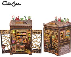 CuteBee - Book Nook - DIY Miniatuur Huisjes - Modelbouwpakket - Houten Modelbouw - Tieners (14+) - Volwassenen - Houten Boekensteun - Fantacy Plant Shop (MF03)