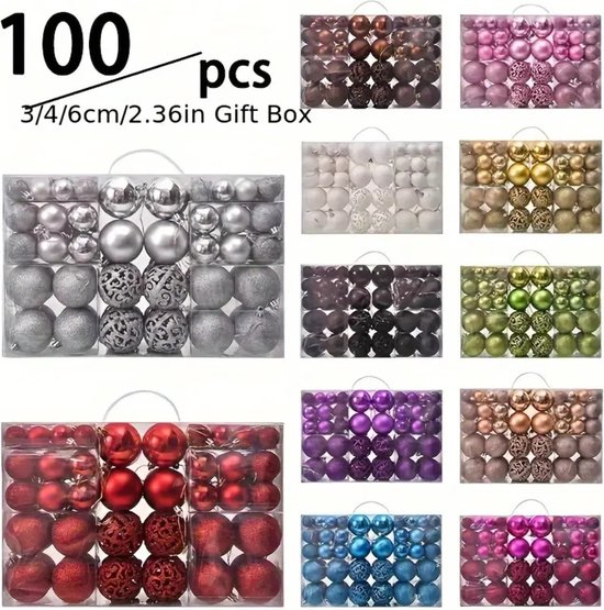 Boules de Noël Nivard - Décorations de Noël - Plastique - Or - Set de boules de Noël - 100 pièces