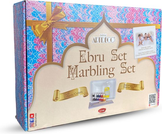 Kit de démarrage pour marbre coloré Artdeco 12x15 ml | Peinture d'Ebru | Idéal pour les artistes, peintres amateurs | Utilisation polyvalente | Technique de marbre Premium | Longue durée de vie | Accessoires de peinture créatifs