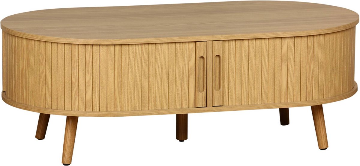 sweeek - Salontafel met 2 schuifdeuren en 3 vakken met houteffect 110 x 59 x 39cm - legacy