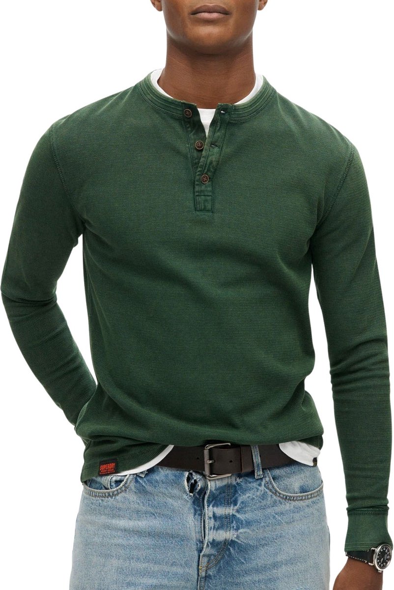 Superdry Vintage Textured Grandad LS Top Heren Groen