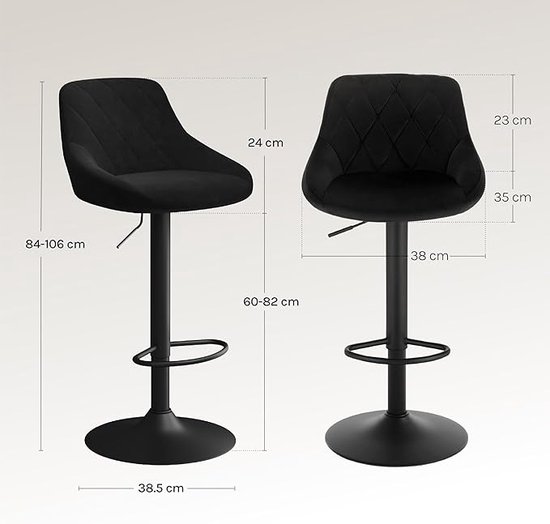 Ya-Home Set van 2 barkrukken fluwelen draaibare barstoelen met verstelbare hoogte, moderne tegenkrukken voor keukeneilanden, beige Ya-Home Set van 2 barkrukken fluwelen draaibare barstoelen met verstelbare hoogte, moderne tegenkrukken voor keukeneilanden, beige