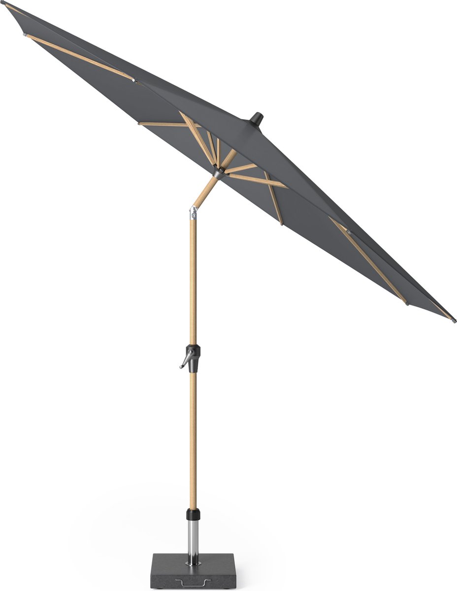 Platinum Sun & Shade - Middenstokparasol - Riva - Ø300cm - Teak Look - Antraciet - Kantelbaar - Easy-up draaisysteem - 96% UV protectie