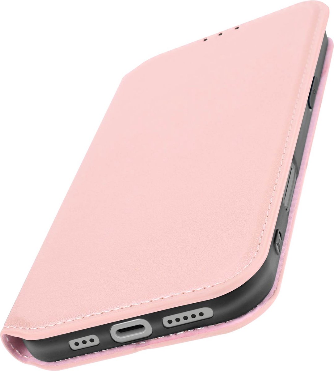Avizar Hoesje Geschikt voor Apple iPhone 16 Klapet Kaart en Videohouder, Rose goud