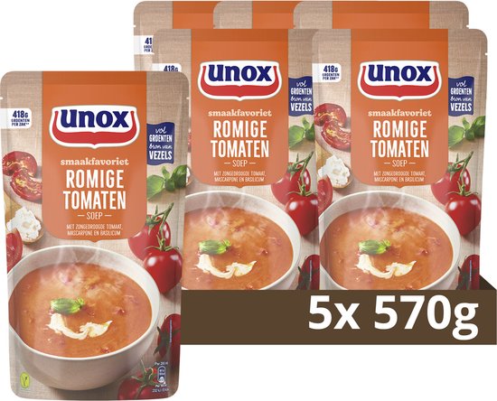 Unox Smaakfavoriet Soep In Zak - Romige Tomatensoep - 5 x 570 ml - Voordeelverpakking