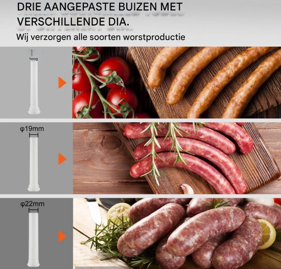 3 stks roestvrijstalen worstvuller vulbuizen trechters sproeiers