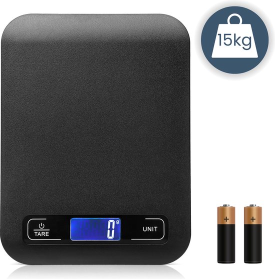 QEANY Balance De Cuisine Numérique 15kg Rechargeable - Verre Trempé Avec Écran LCD