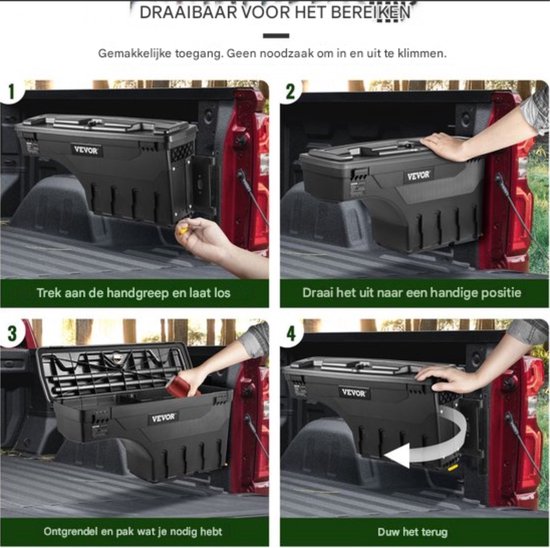 Underbody Truck Box, 914x610x610mm pick-up opbergdoos, aluminium