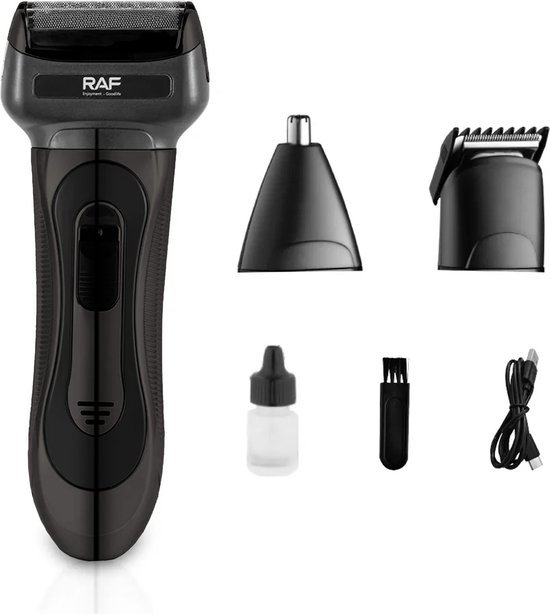 Raf 3-in-1 Haar- en Baardtrimmer - Tondeuse - Complete Grooming Set - T-blade/Neustrimmer/Shaver - Krachtig - Draadloos - Zwart