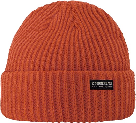 Poederbaas Royal Rib Muts Mandarin red One Size