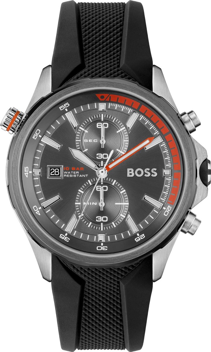 Boss Globetrotter 1513931 Horloge - Siliconen - Zwart - Ø 45 mm