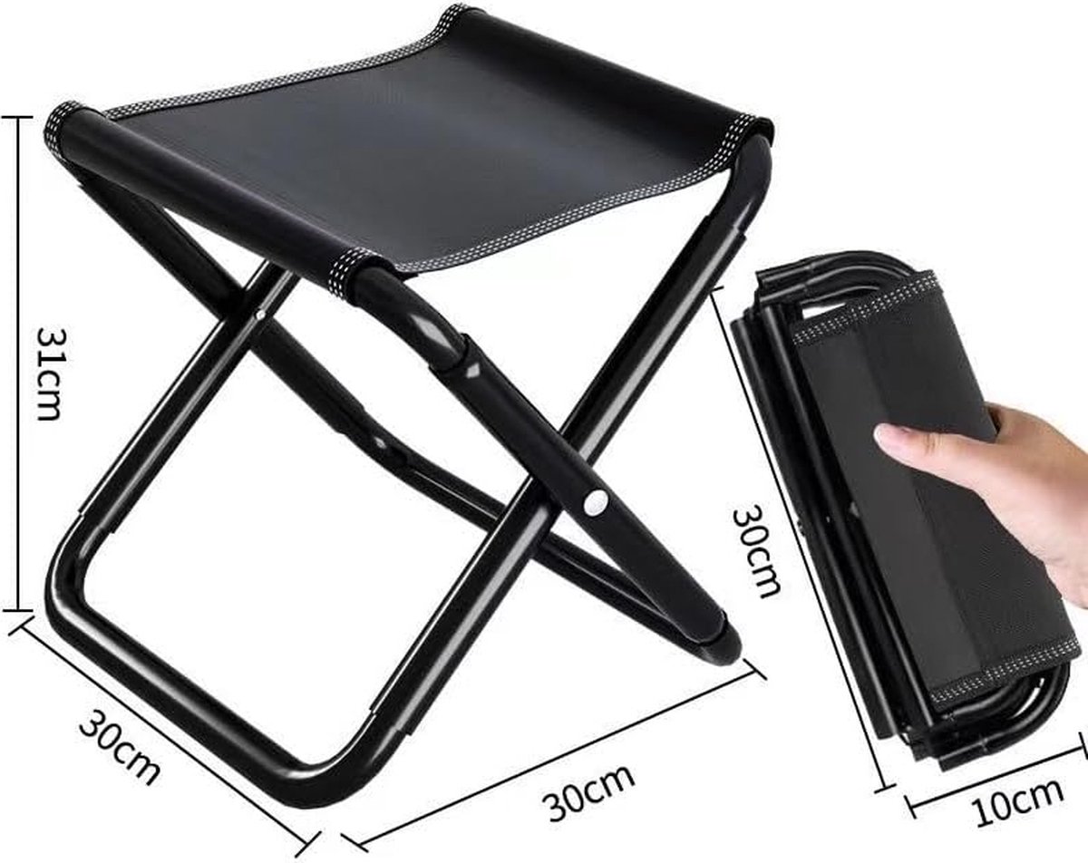 Campingstoel - Strandstoel - Visstoel - Vouwstoel - Reiskruk - Mini Pocket Stool - Kampeerstoel - Tuinstoel - Opvouwbaar Picknick Stoeltje - Draagbaar - Past In Broekzak - Tot 100kg - Opvouwbaar - Lichtgewicht - Inclusief Draagtas - Zwart — cadeau in Sport & Outdoor - foto 8
