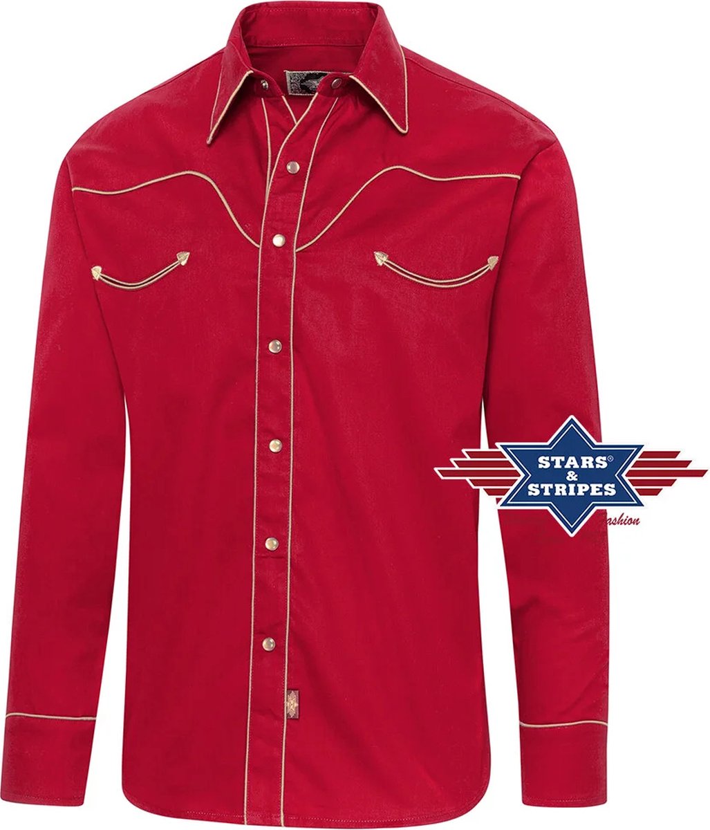 Heren Western Blouse Jack Red Stars&Stripes maat M