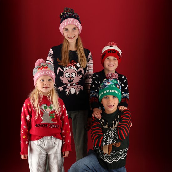 Morethansocks - Chapeau de Noël - Kids - Avec lumières - Multi Rose/bleu - Taille unique - Chapeau de Père Noël enfant - Chapeau de Père Noël avec lumières - Chapeau de Père Noël enfants - Chapeaux de Père Noël