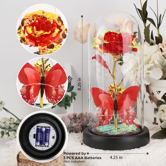 Eeuwige Roos in Glas,Geconserveerde Roos met LED,Beauty and the Beast Eeuwige Roos in Glas,Geconserveerde Roos met LED,Beauty and the Beast