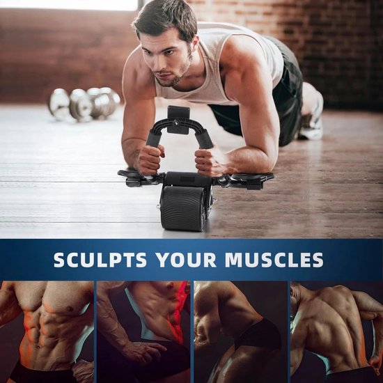 Roue Abdominale Entraîneur Musculaire Abdominal Rebond Automatique avec Double Roues Stables Roller Abdominal avec Minuterie Entraîneur Abdominal avec Tapis de Genou Équipement de Fitness Parfait à Domicile pour Hommes et Femmes (Gris)