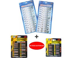 80 Stuks Batterijen Mix AG1/AG3/AG4/AG5/AG10/AG12/AG13/CR2016 CR2025 CR2032 - LR621-LR41 -LR626 -LR754 -LR1130 - LR43 LR44 AA/AAA Penlite- Knoopcel batterijen, Horlogebatterijen