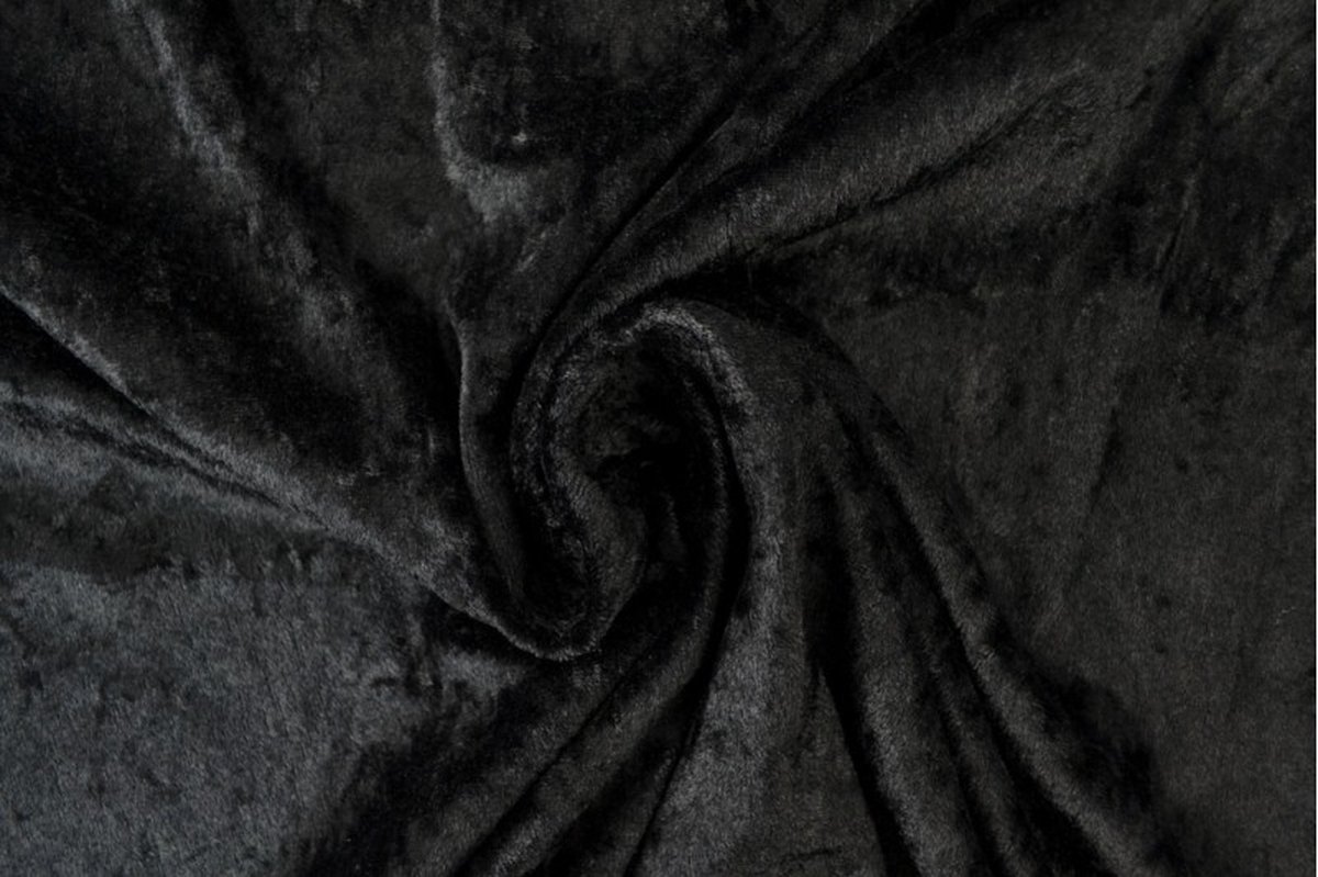 10 meter velours de panne - Zwart - Crushed velvet - 150cm breed