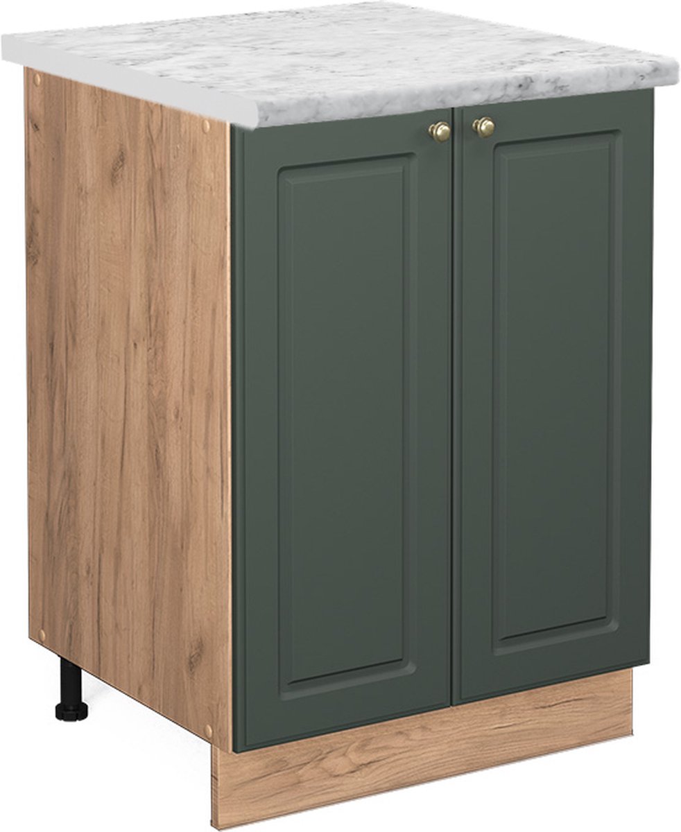 Vicco Fame-Line Keukenonderkast – 60 cm, WB Marmer Groen-Goud Landhuis Groen-Goud landelijk/Goudkleurig Eiken