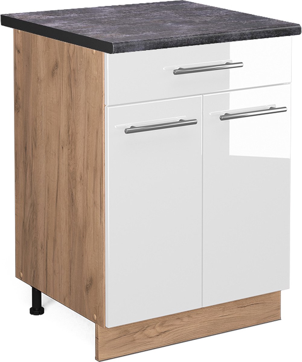 Vicco Fame-Line Keukenonderkast – 60 cm met lade, WB Antraciet Wit Hoogglans