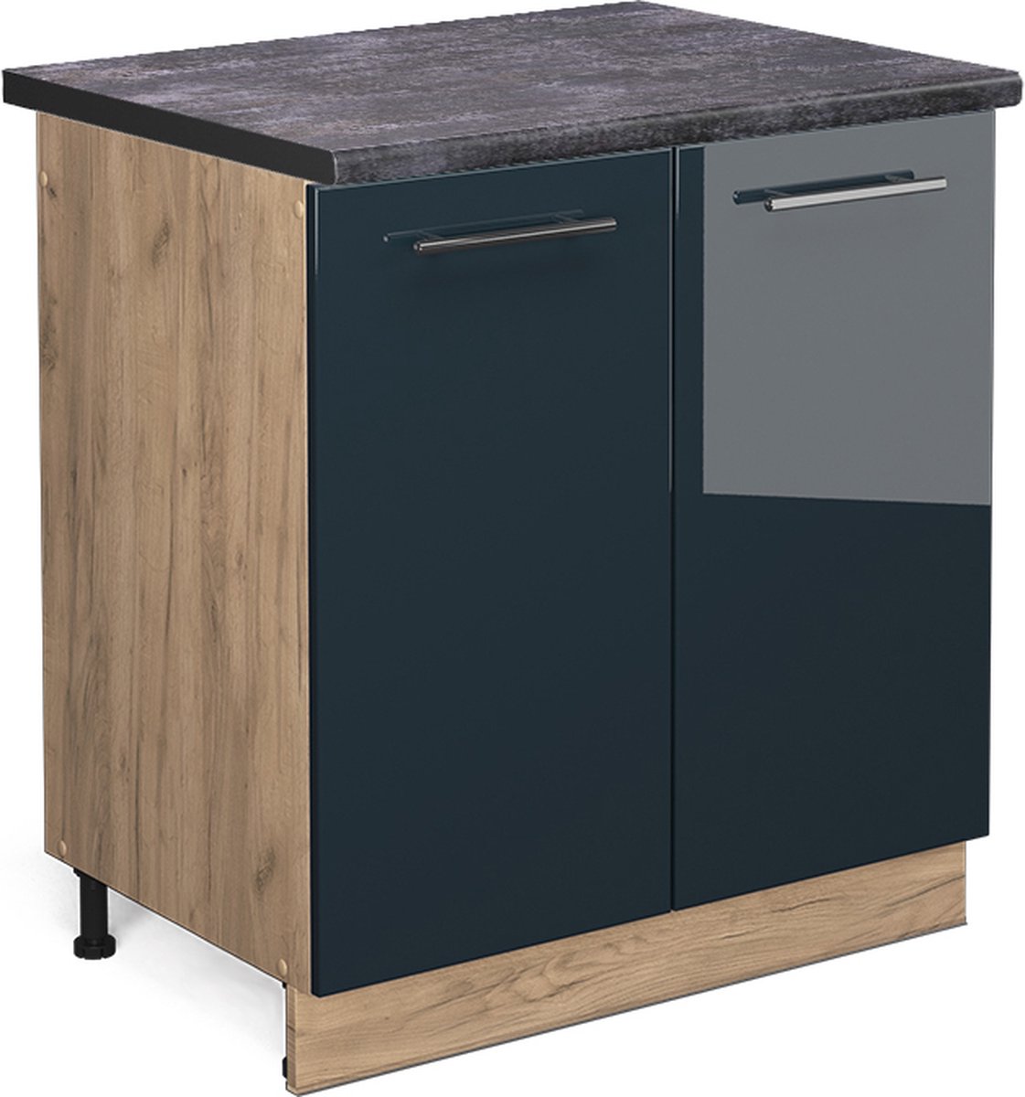 Vicco Fame-Line Keukenkasten – 80 cm, WB Antraciet Donkerblauw hoogglans