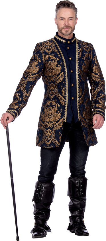 Wilbers & Wilbers - Costume Roi Prins & Adel - Veste de Luxe en brocart Lord Castle Rock Man - Blauw, Or - XXL - Déguisements - Déguisements