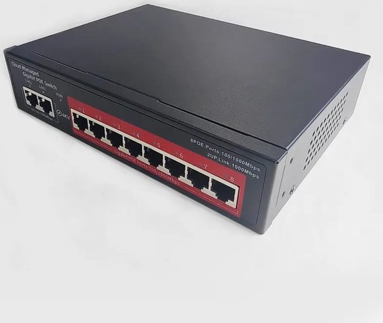 Cloud PoE switch 8ch voor Home-Locking videofoon T-2301. T-2301S