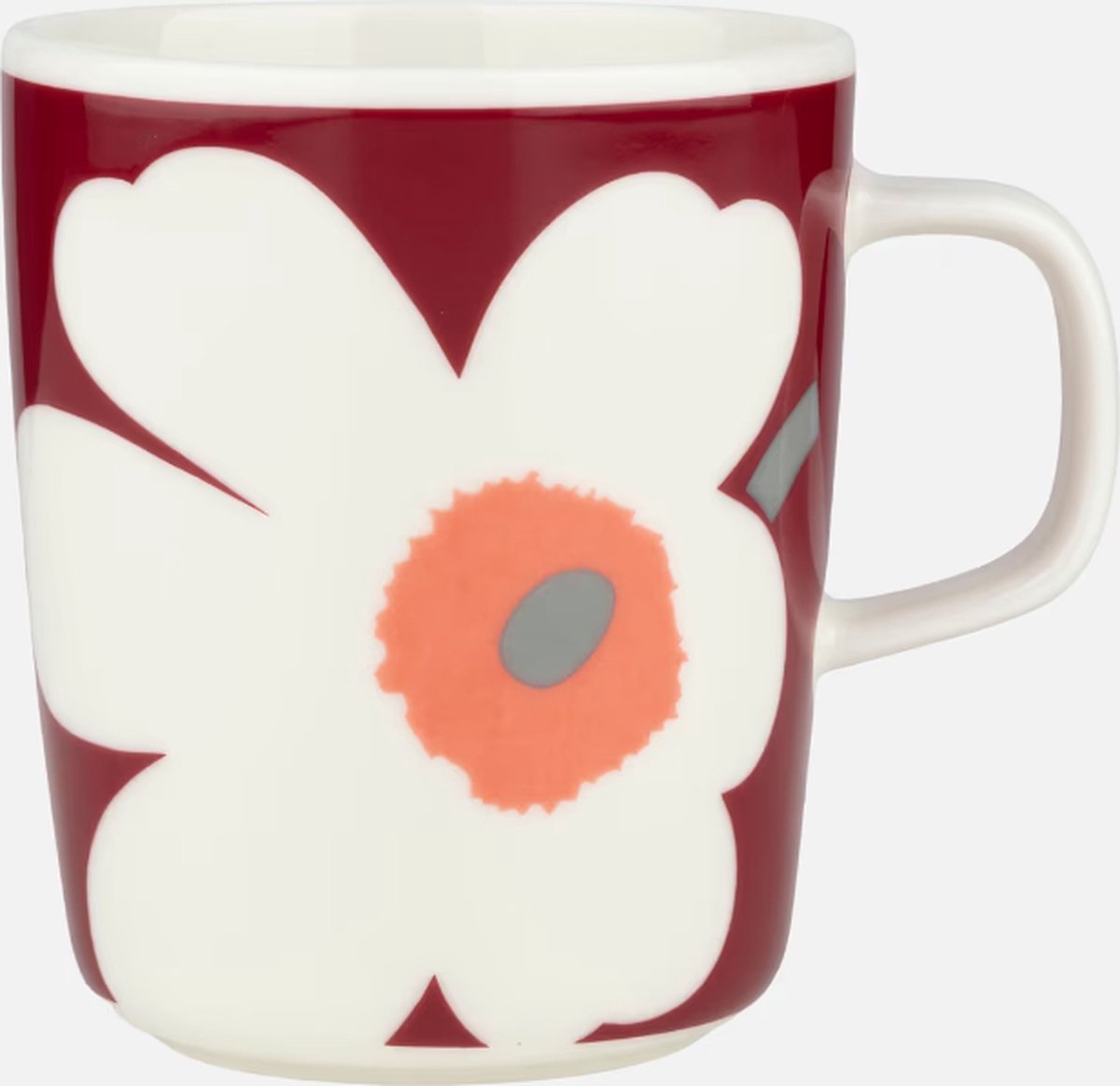 Marimekko - Unikko Anniversary - Mok - 25cl - Wijnrood en wit