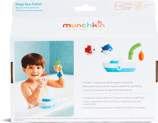 Munchkin badspeelgoed - Deep Sea Fishing Boat - Vissersboortje met Verwijderbare Hengel - Magneetvissen - Interactief Badspeelgoed