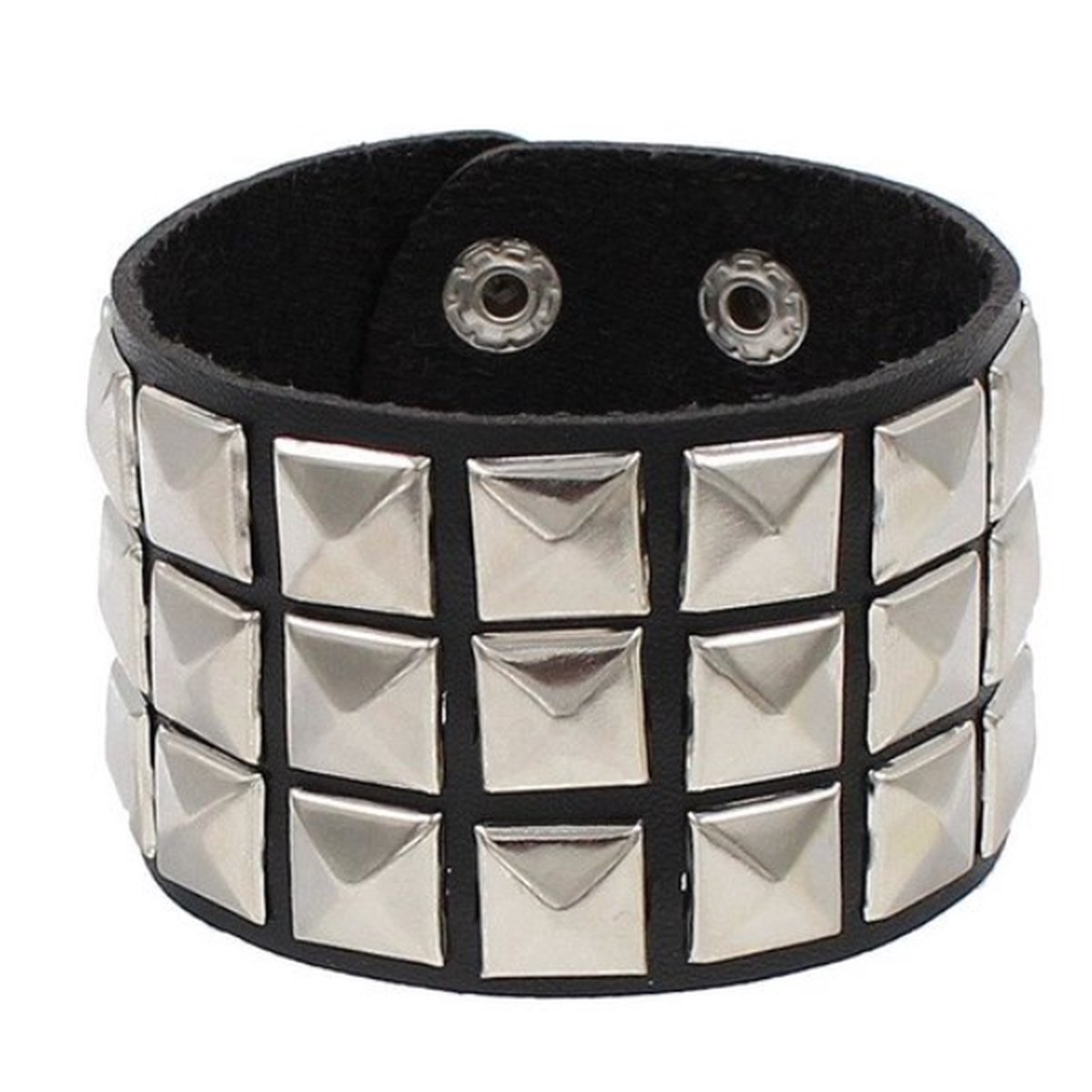WiseGoods Luxe Gothic Studs Armband - Punk Armbanden - Armbandje - Armbandjes - Sieraad - Sieraden Dames / Heren - Zilver Zwart